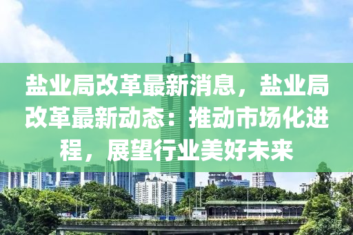 盐业改革最新进展，迈向市场化、多元化与智能化